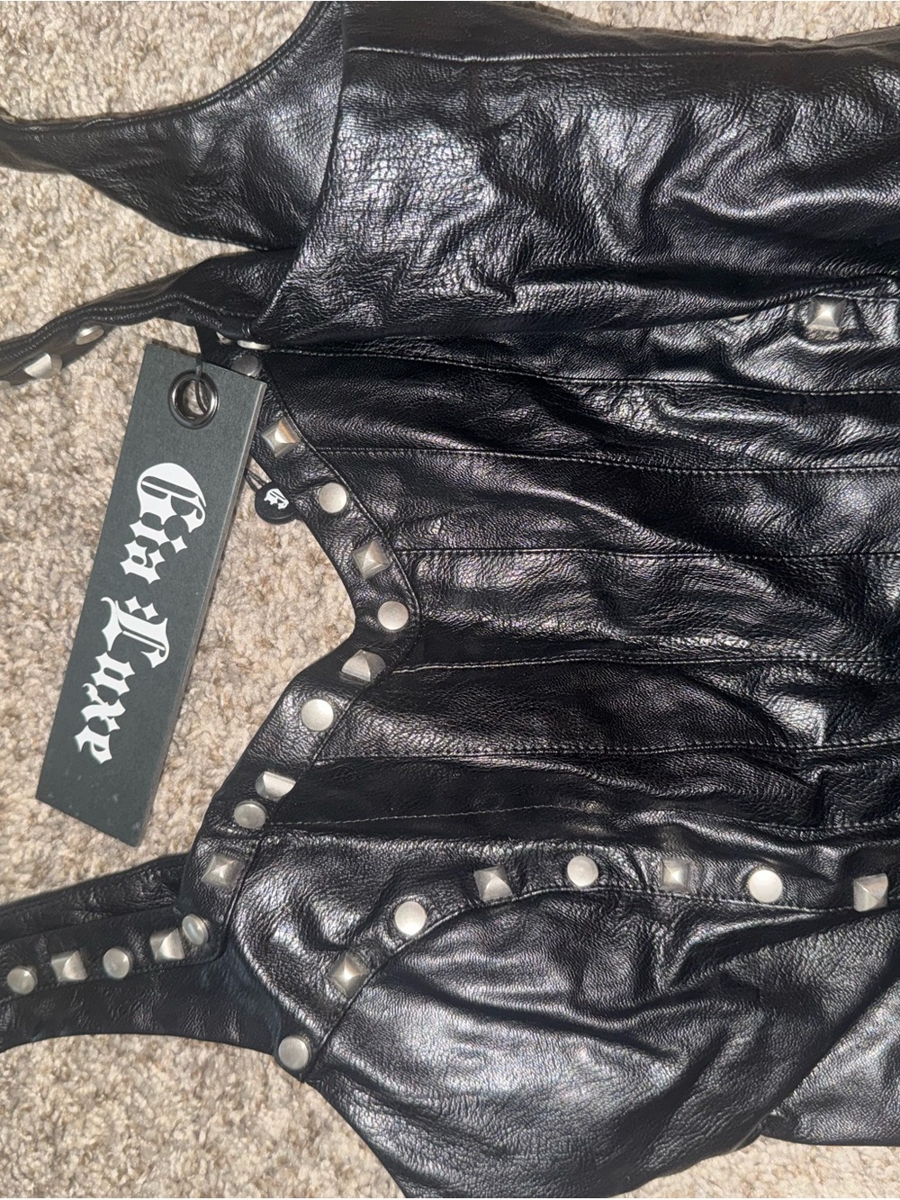 I.AM.GIA Black Studded Leather Camisole - Picture 2 of 5